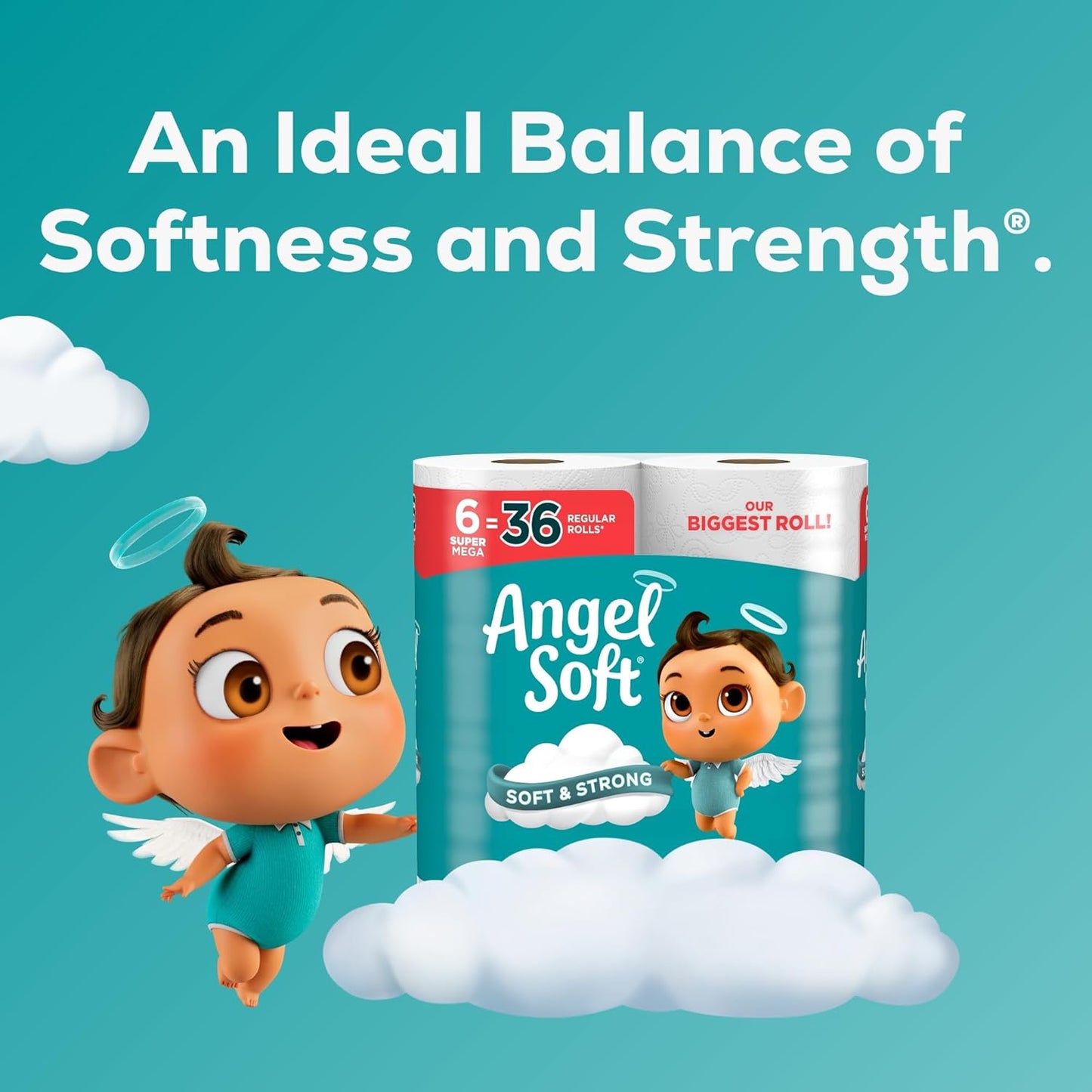 Angel Soft Toilet Paper, 48 Mega Rolls = 192 Regular Rolls, Soft and Strong Toilet Tissue
