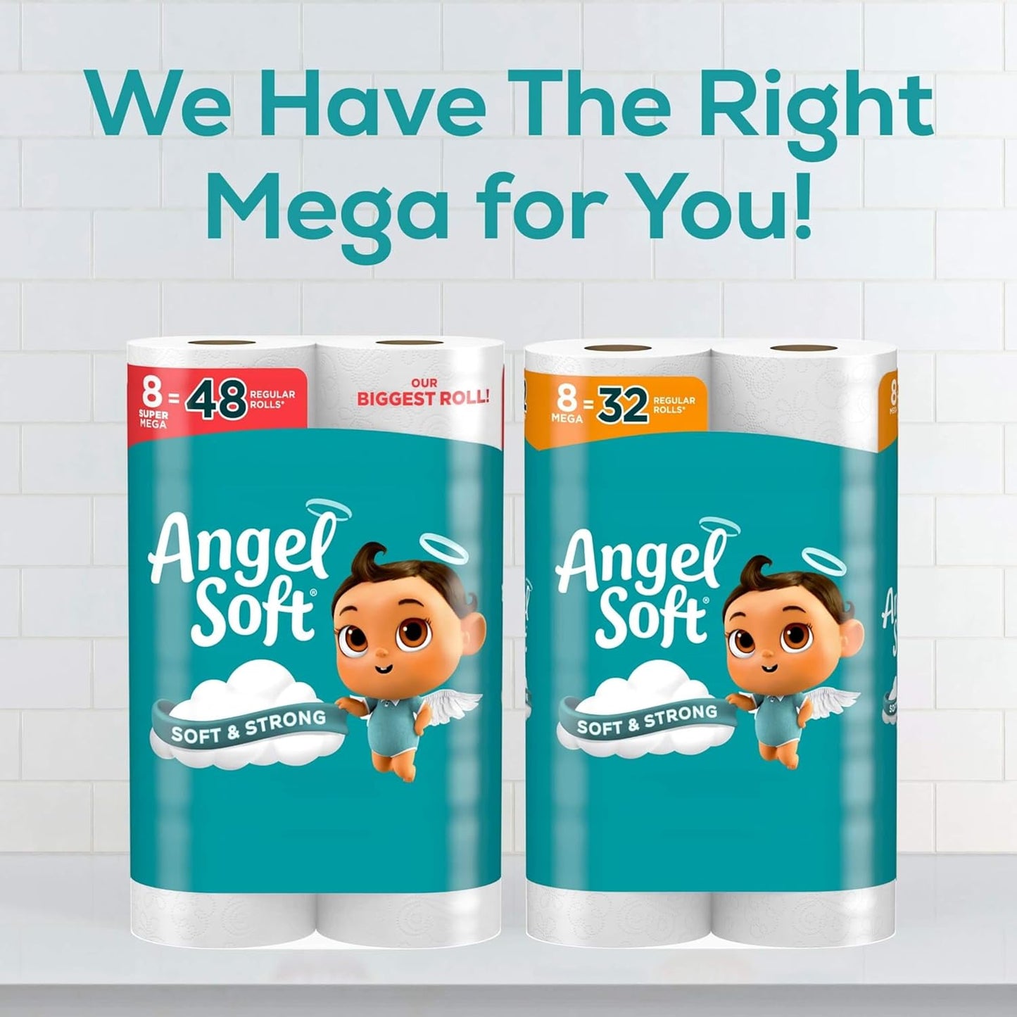 Angel Soft Toilet Paper, 24 Super Mega Rolls = 144 Regular Rolls, Soft and Strong Toilet Tissue