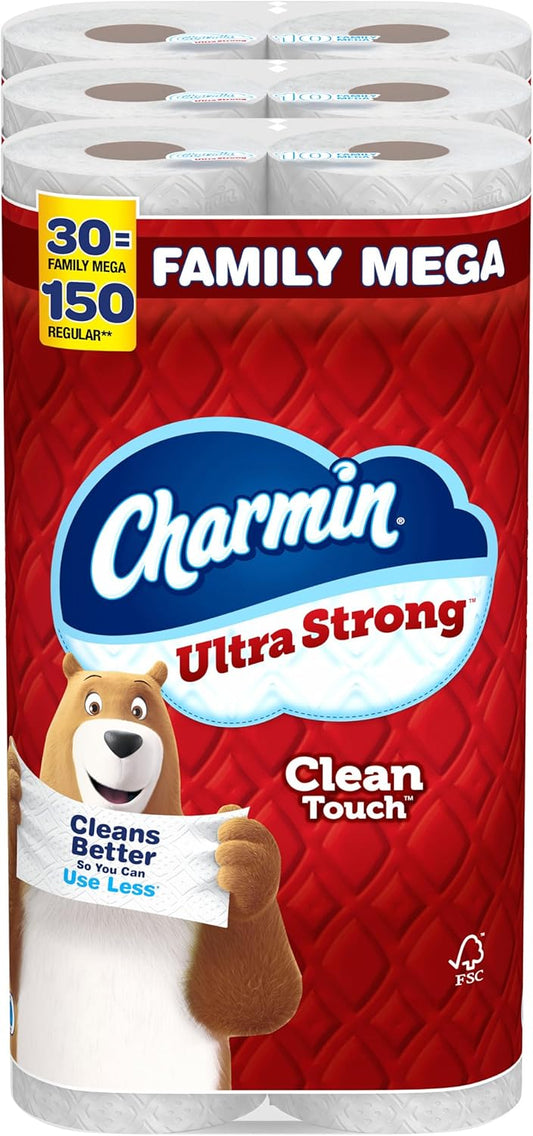 Charmin Ultra Strong Clean Touch Toilet Paper, 18 Family Mega Rolls = 90 Regular Rolls